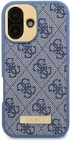 Apple GUHMP16XU4GPRB Guess 4g logo plate iphone 16 pro max magsafe kemény hátlap tok, kék kép