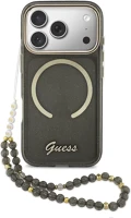 Apple GUHMP17L5HTGSMSK iphone 17 pro csillámos hátlap tok karpánttal, magsafe, fekete-arany kép