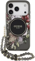 Apple GUHMP17LHFWBRCESK Guess iml flowers strap iphone 17 pro magsafe hátlap tok karpánttal, fekete kép