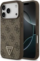 Apple GUHMP17LP4TDPLW Guess leather 4g triangle strass iphone 17 pro kemény hátlap tok, barna kép