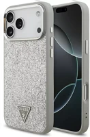 Apple GUHMP17LPFGTSCMS Guess glitter triangle logo  iphone 17 pro magsafe tok, csillámos, ezüst kép