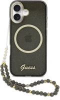 Apple GUHMP17S5HTGSMSK iphone 17 csillámos hátlap tok karpánttal, magsafe, fekete-arany kép