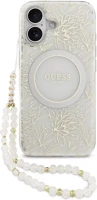 Apple GUHMP17SHCPOFPH Guess iml flowers allover strap iphone 17 magsafe hátlap tok, fehér kép