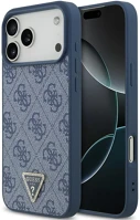 Apple GUHMP17XP4TDPLB Guess leather 4g triangle strass iphone 17 pro max kemény hátlap tok, kék kép