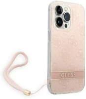 Apple GUOHCP14LH4STP Guess 4g print strap  iphone 14 pro hátlap tok, pink kép