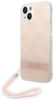 Apple GUOHCP14MH4STP Guess 4g print strap  iphone 14 plus hátlap tok, pink kép