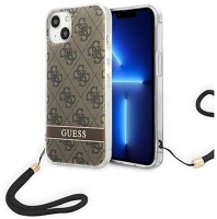 Apple GUOHCP14MH4STW Guess 4g print strap  iphone 14 plus hátlap tok, barna kép
