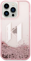 Apple KLHCP14LLBKLCP Karl lagerfeld liquid glitter big kl  iphone 14 pro hátlap tok, rózsaszín kép