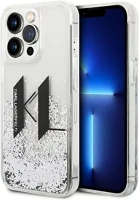 Apple KLHCP14LLBKLCS Karl lagerfeld liquid glitter big kl  iphone 14 pro hátlap tok, ezüst kép