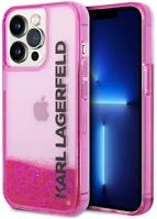 Apple KLHCP14LLCKVF Karl lagerfeld liquid glitter elong  iphone 14 pro hátlap tok, rózsaszín kép