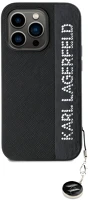 Apple KLHCP14LPSAKDGCK Karl lagerfeld pu saffiano rhinestone charm iphone 14 pro hátlap tok, fekete kép