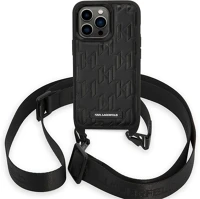 Apple KLHCP14LSTMMK Karl lagerfeld monogram plaque logo  iphone 14 pro hátlap tok, fekete kép