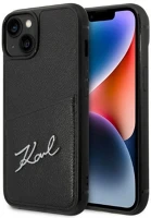 Apple KLHCP14MCSSK Karl lagerfeld signature logo cardslot  iphone 14 plus hátlap tok, fekete kép