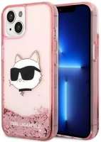 Apple KLHCP14MLNCHCP Karl lagerfeld glitter choupette head  iphone 14 plus hátlap tok, rózsaszín kép