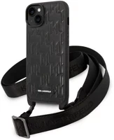 Apple KLHCP14MSTMMK Karl lagerfeld monogram plaque logo strap  iphone 14 plus hátlap tok, fekete kép