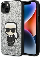 Apple KLHCP14SGFKPG Karl lagerfeld glitter flakes ikonik  iphone 14 hátlap tok, ezüst kép