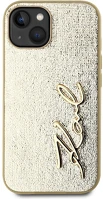 Apple KLHCP14SPFMFBKMD Karl lagerfeld wrinkled pu signature logo  iphone 14 hátlap tok, arany kép