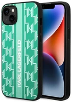 Apple KLHCP14SPGKLSKN Karl lagerfeld monogram stripe iphone 14 hátlap tok, zöld kép