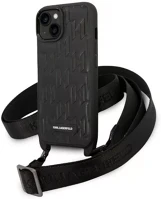 Apple KLHCP14SSTMMK Karl lagerfeld monogram plaque logo strap  iphone 14 hátlap tok, fekete kép
