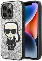 Apple KLHCP14XGFKPG Karl lagerfeld glitter flakes ikonik  iphone 14 pro max hátlap tok, ezüst kép