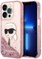 Apple KLHCP14XLNKHCP Karl lagerfeld glitter karl head  iphone 14 pro max hátlap tok, rózsaszín kép