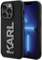 Apple KLHCP15L3DMBKCK Karl lagerfeld 3d rubber glitter logo  iphone 15 pro hátlap tok, fekete kép