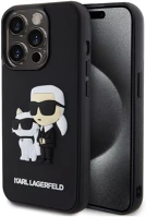 Apple KLHCP15L3DRKCNK Karl lagerfeld 3d rubber karl and choupette  iphone 15 pro hátlap tok, fekete kép