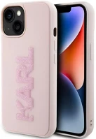 Apple KLHCP15S3DMBKCP Karl lagerfeld 3d rubber glitter logo iphone 15 hátlap tok, rózsaszín kép