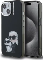 Apple KLHCP15SHMKCAQK Karl lagerfeld iml aquarelle karl and choupette iphone 15 hátlap tok, fekete kép