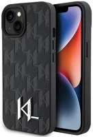 Apple KLHCP15SPKLPKLK Karl lagerfeld leather monogram hot stamp metal  iphone 15 hátlap tok, fekete kép