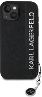 Apple KLHCP15SPSAKDGCK Karl lagerfeld pu saffiano rhinestone charm  iphone 15 hátlap tok, fekete kép