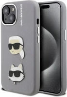 Apple KLHCP15SPSFDHPG Karl lagerfeld grained pu k&ch heads iphone 15 hátlap tok, szürke kép