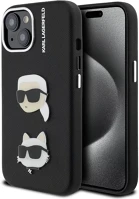 Apple KLHCP15SPSFDHPK Karl lagerfeld grained pu k&ch heads iphone 15 hátlap tok, fekete kép