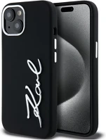 Apple KLHCP15SSCMSMVK Karl lagerfeld silicone metal script logo iphone 15 hátlap tok kép