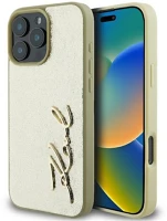 Apple KLHCP16LPFMFBKMD Karl lagerfeld metal signature  iphone 16 pro hátlap tok, arany kép
