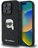 Apple KLHCP16LPGKLKIPK Karl lagerfeld monogram karl head pin iphone 16 pro kemény hátlap tok kép