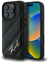 Apple KLHCP16LPQDSMGK Karl lagerfeld quilted signature  iphone 16 pro hátlap tok, fekete kép