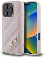 Apple KLHCP16LPQDSMGP Karl lagerfeld quilted signature iphone 16 pro hátlap tok, rózsaszín kép