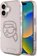 Apple KLHCP16SHKHDCELP Karl lagerfeld iml rhinestones karl head iphone 16 hátlap tok kép