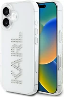 Apple KLHCP16SHKLSTDCT Karl lagerfeld iml rhinestones logo iphone 16 hátlap tok kameravédelemmel kép