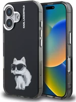 Apple KLHCP16SHMCHAQK Karl lagerfeld iml aquarelle choupette iphone 16 hátlap tok, fekete kép