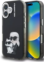 Apple KLHCP16SHMKCAQK Karl lagerfeld iml aquarelle karl and choupette iphone 16 hátlap tok, fekete kép