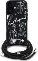 Apple KLHCP16SPGGRMPCK Karl lagerfeld crossbody grained pattern & logo iphone 16 műbőr hátlap tok kép