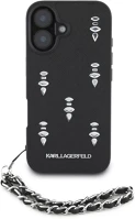 Apple KLHCP16SPSADJSK Karl lagerfeld saffiano crystals iphone 16 hátlap tok karlánccal, fekete kép
