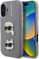 Apple KLHCP16SPSFDHPG Karl lagerfeld grained pu k&ch heads iphone 16 hátlap tok, szürke kép