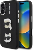 Apple KLHCP16SPSFDHPK Karl lagerfeld grained pu k&ch heads iphone 16 hátlap tok, fekete kép