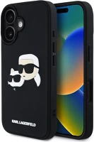 Apple KLHCP16SRBCKCHLK Karl lagerfeld 3d rubber double heads iphone 16 hátlap tok, fekete kép