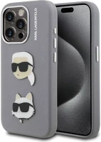 Apple KLHCP16XPSFDHPG Karl lagerfeld grained pu k&ch heads iphone 16 pro max hátlap tok, szürke kép