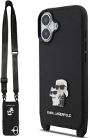 Apple KLHCP17SSAKCPBK Karl lagerfeld saffiano crossbody strap metal karl and choupette kép