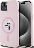 Apple KLHMP14SSCMKCRHP Karl lagerfeld liquid silicone k&ch heads  iphone 14 magsafe tok, rózsaszín kép